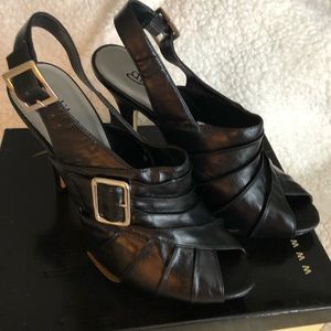 Diba Selena black peep toe pumps